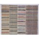 Vintage Striped Anatolian Kilim. Flat-Weave Rag Rug. Colorful Carpet