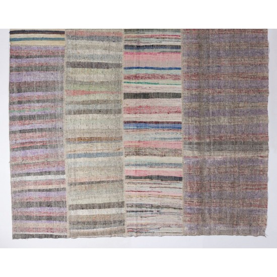 Vintage Striped Anatolian Kilim. Flat-Weave Rag Rug. Colorful Carpet