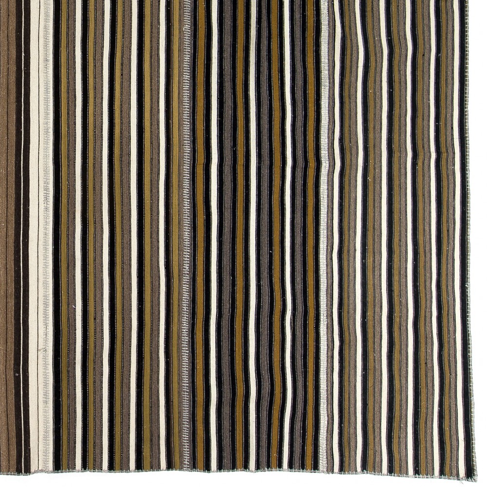Large Vintage Handwoven Turkish Kilim, Striped Nomadic Flatweave Rug Large Vintage Handwoven Turkish Kilim, Striped Nomadic Flatweave Rug