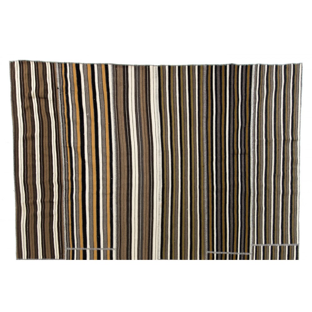 Vintage Large Striped Nomadic Turkish Kilim Rug