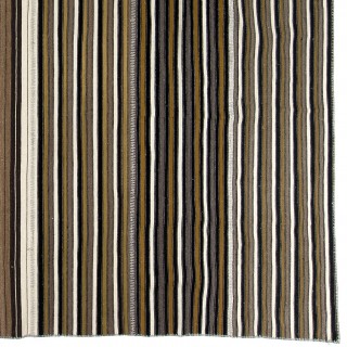 Large Vintage Handwoven Turkish Kilim, Striped Nomadic Flatweave Rug