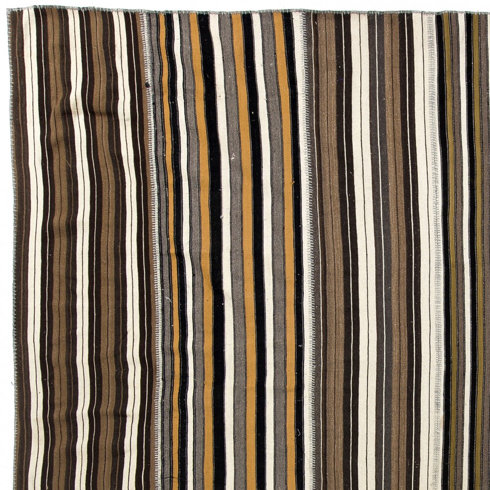 Large Vintage Handwoven Turkish Kilim, Striped Nomadic Flatweave Rug Large Vintage Handwoven Turkish Kilim, Striped Nomadic Flatweave Rug