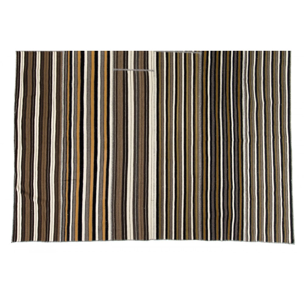 Vintage Large Striped Nomadic Turkish Kilim Rug