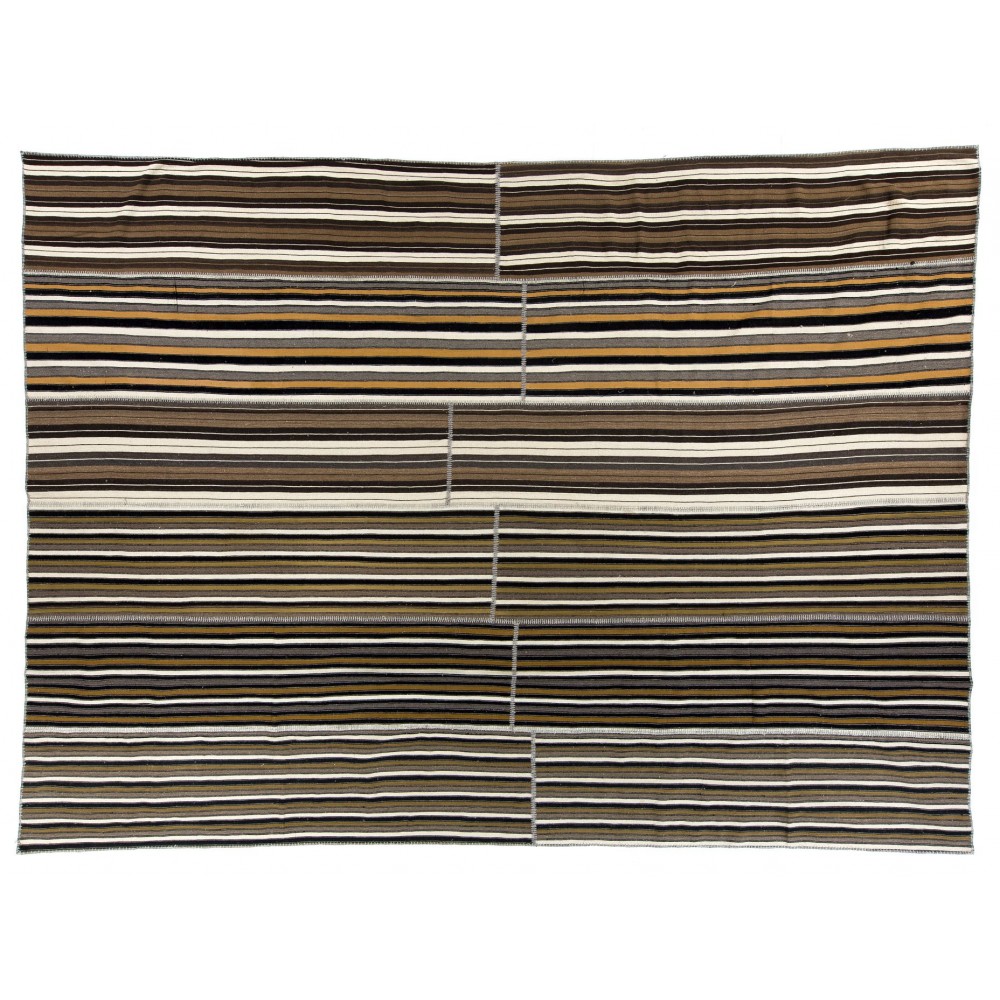 Vintage Large Striped Nomadic Turkish Kilim Rug