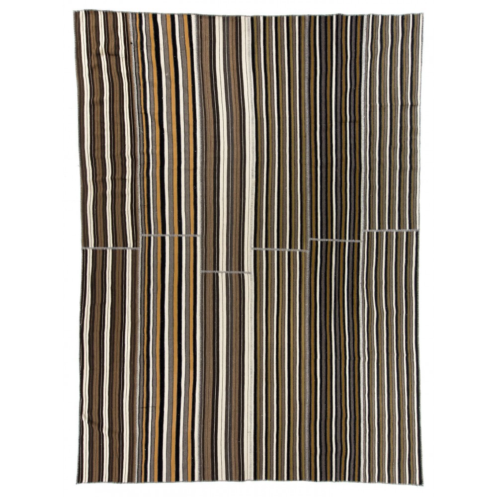 Vintage Large Striped Nomadic Turkish Kilim Rug