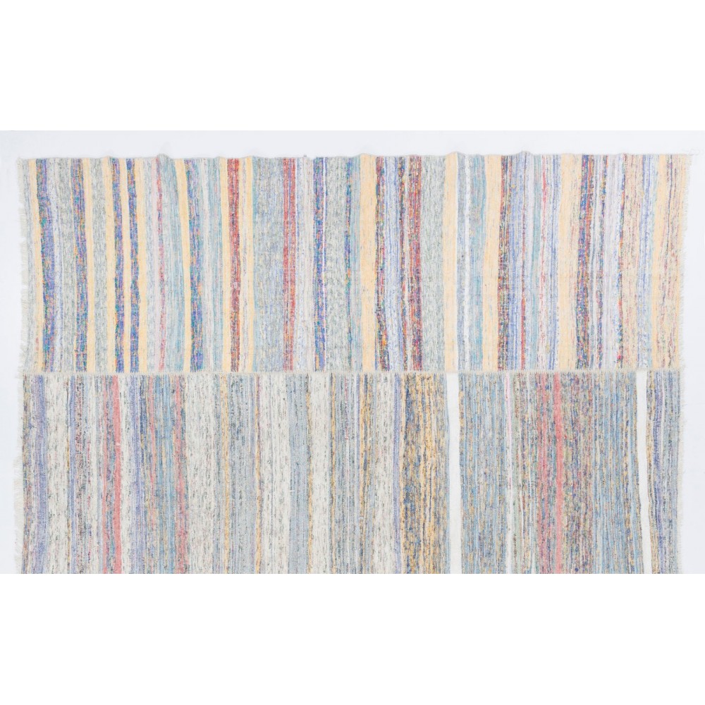 Large Cotton Rag Rug Kilim in Soft Colors (Adjustable)
