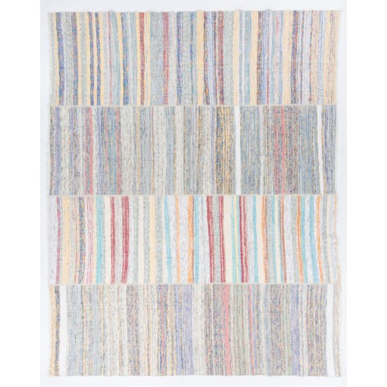 Large Cotton Rag Rug Kilim in Soft Colors (Adjustable)