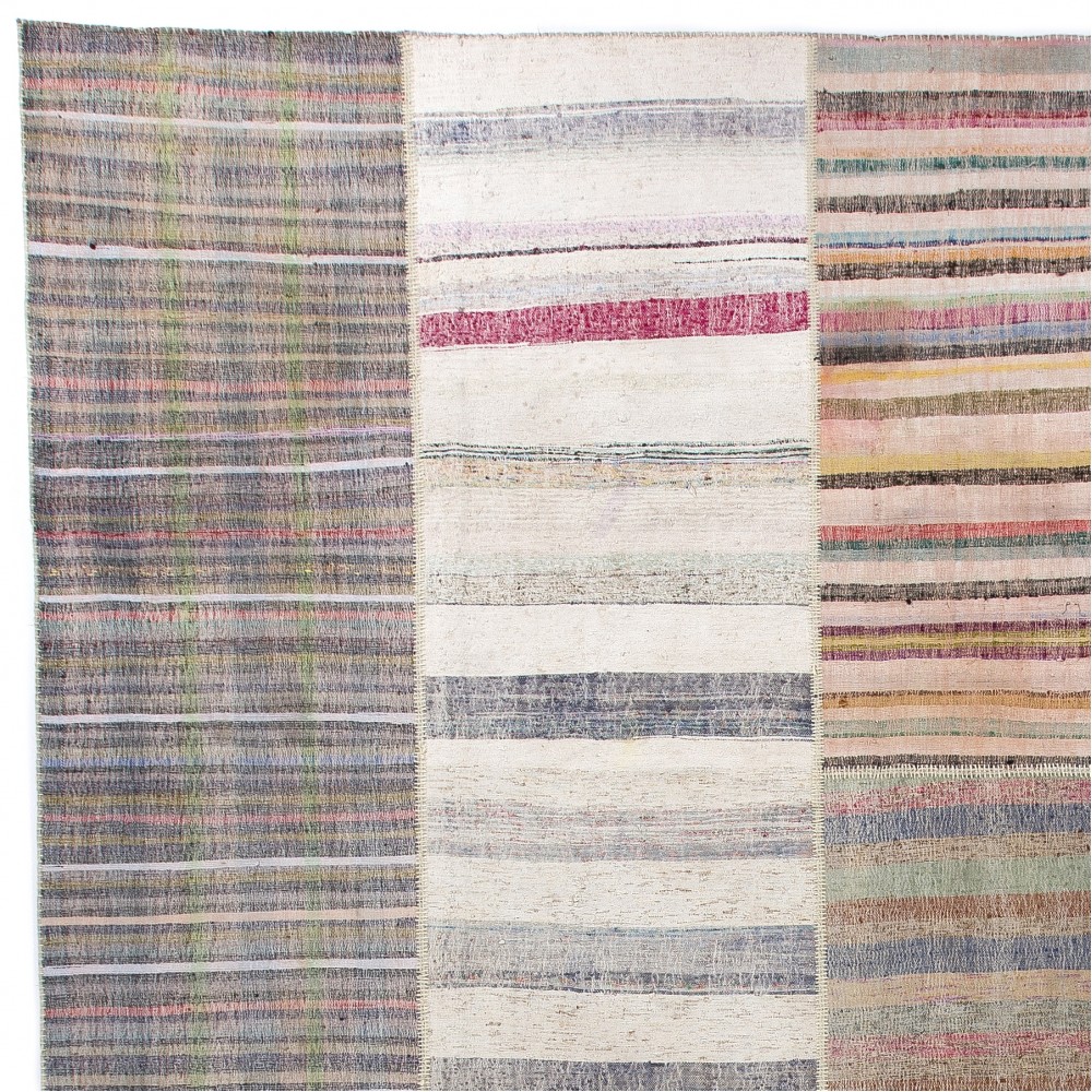 Oversize Cotton Kilim. Vintage Hand-Woven Rag Rug, Colorful Chaput Carpet