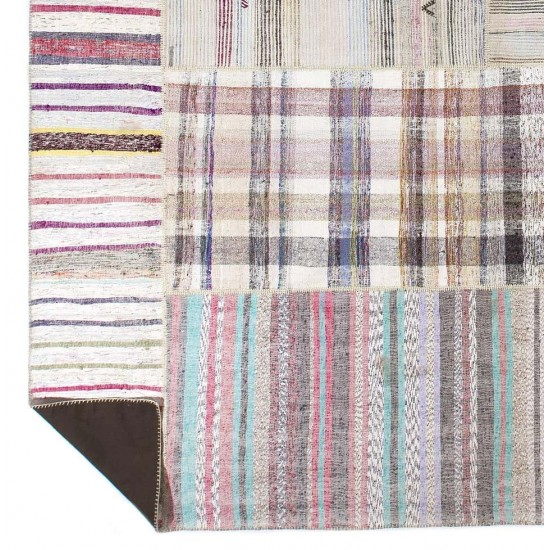 Oversize Striped Cotton Turkish Kilim Rug