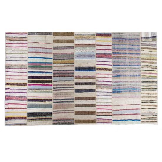 Large Vintage Flat-Woven Cotton Kilim Carpet