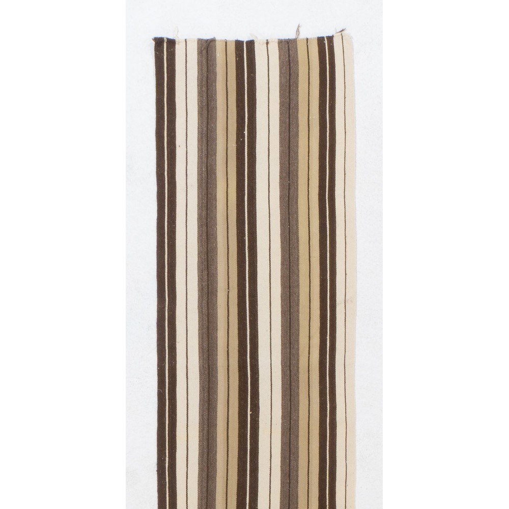 Narrow Kilim Runner with Stripes, Made of %100 Natural Wool