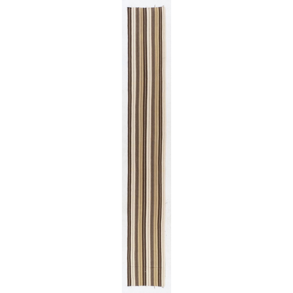 Narrow Kilim Runner with Stripes, Made of %100 Natural Wool