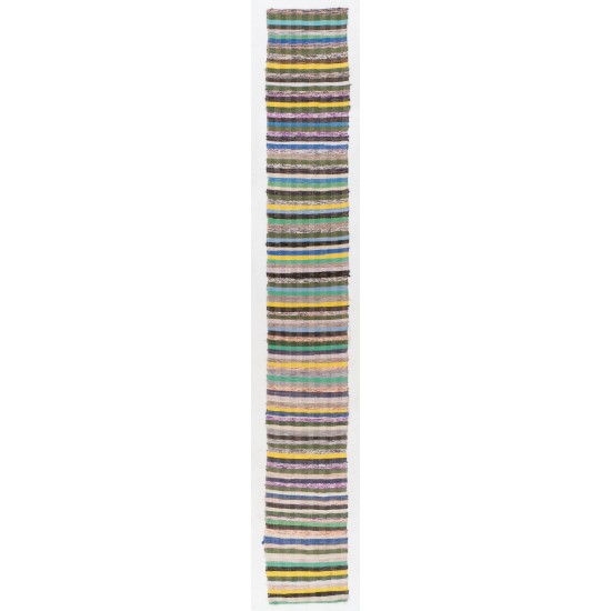 Extra-Long & Narrow Hallway Runner, Striped Handmade Turkish Kilim Rug