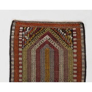 Vintage Anatolian Jajim Kilim Rug. One of a Kind Hand-woven Carpet