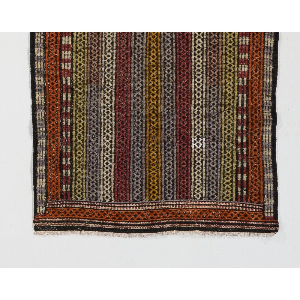 Vintage Anatolian Jajim Kilim Rug. One of a Kind Hand-woven Carpet