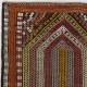 Vintage Turkish Jijim Prayer Kilim, Striped Mihrab Design Flatweave Rug in Orange, Olive and Burgundy