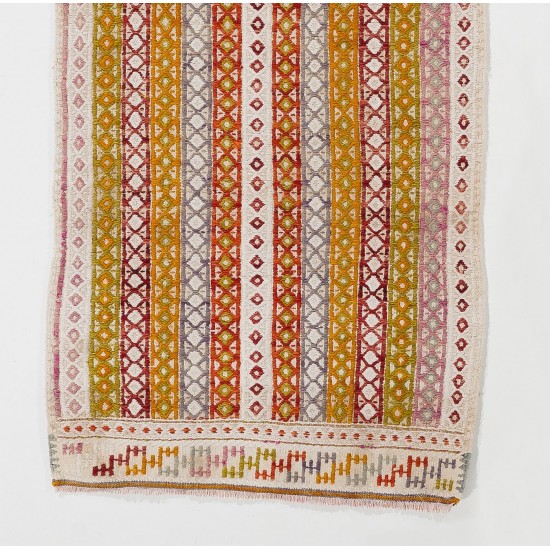 Vintage Anatolian Jijim Kilim Rug. One of a Kind Hand-woven Carpet