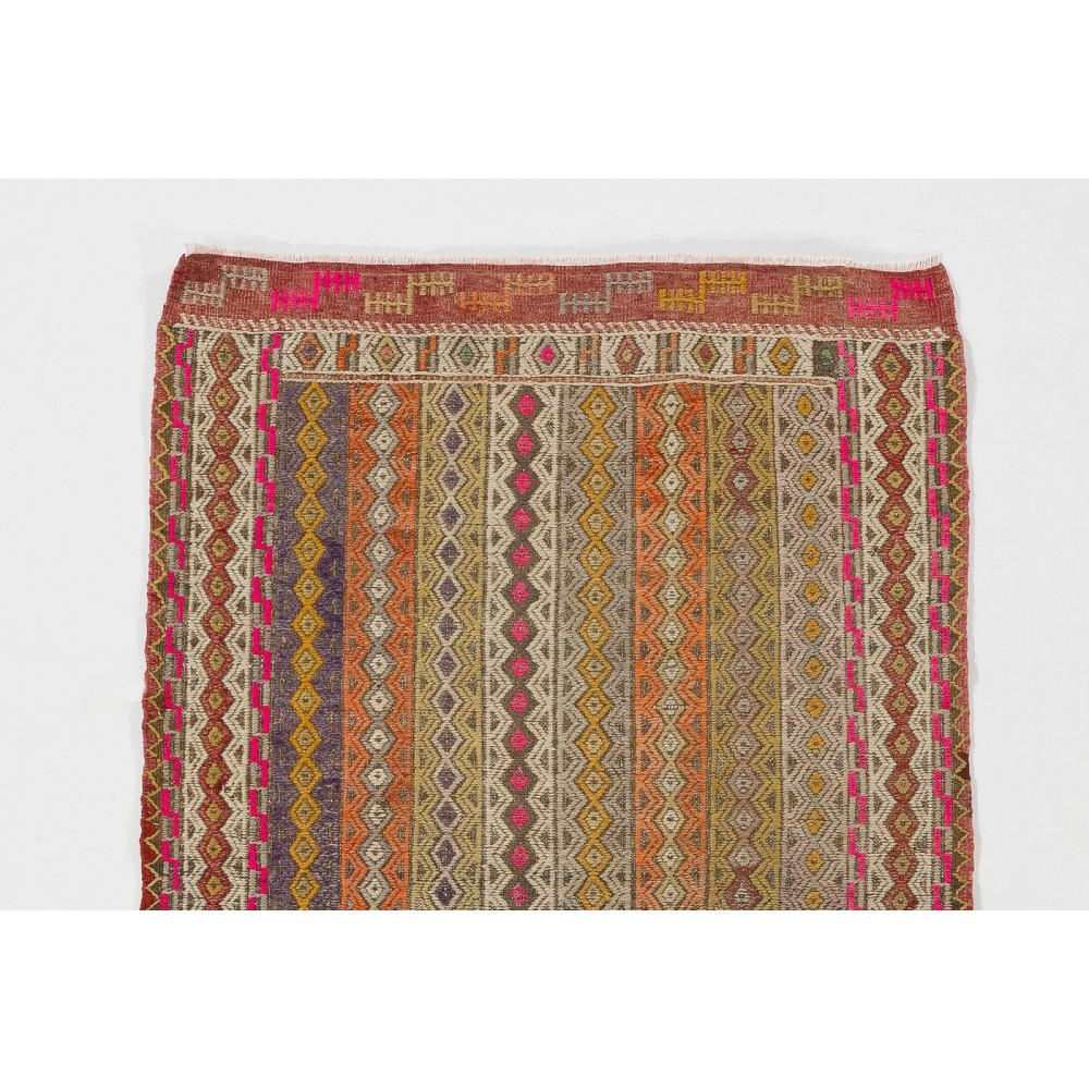 Vintage Anatolian Jijim Kilim Rug. One of a Kind Hand-woven Carpet