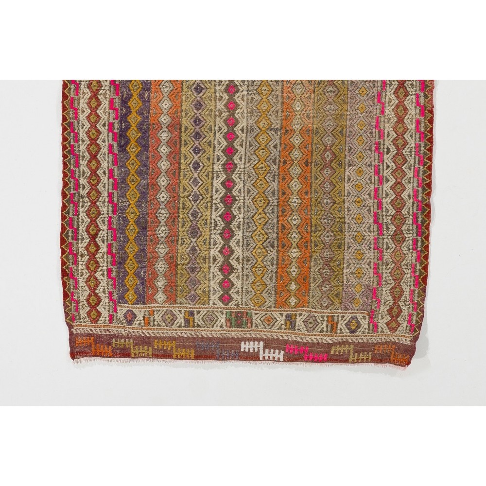 Vintage Anatolian Jijim Kilim Rug. One of a Kind Hand-woven Carpet