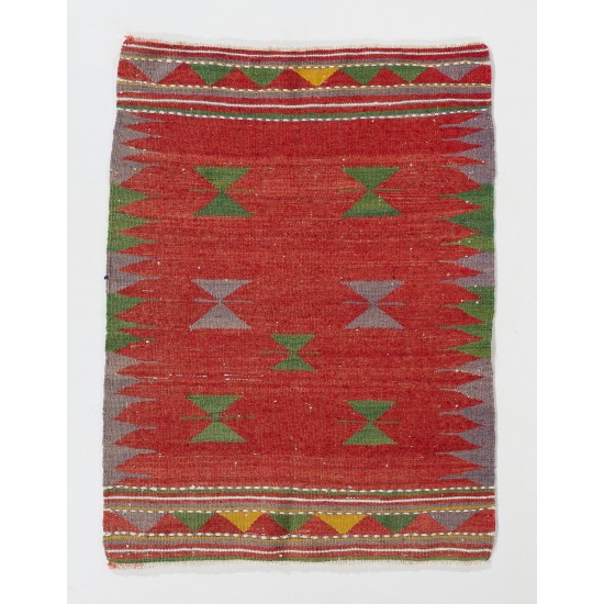 Hand-woven Vintage Anatolian Kilim, Flat-Weave Rug. Hand-woven Vintage Anatolian Kilim, Flat-Weave Rug.