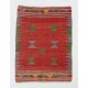 Hand-woven Vintage Anatolian Kilim, Flat-Weave Rug. Hand-woven Vintage Anatolian Kilim, Flat-Weave Rug.