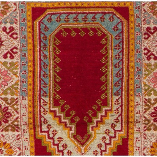 Unusual Semi Antique Turkish Kirsheir Prayer Rug