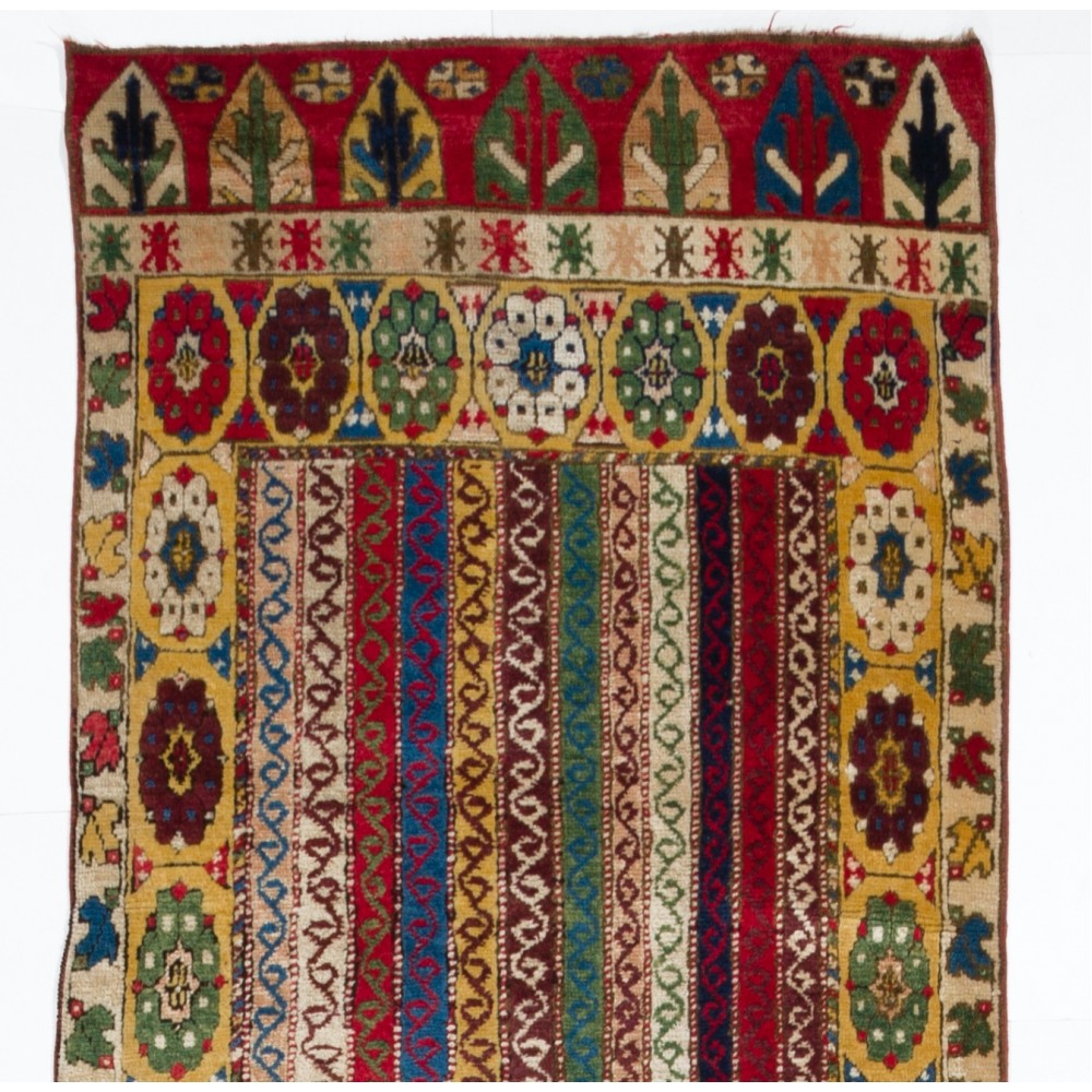 Vintage Konya Runner Rug with Natural Vegetable Dyes