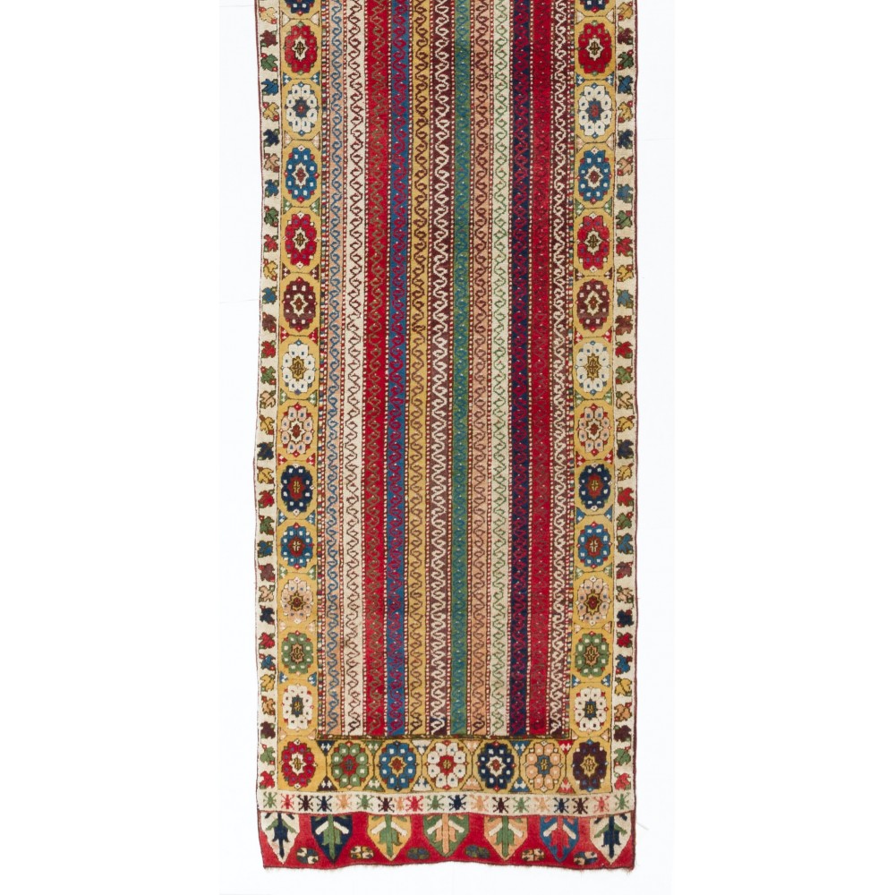 Vintage Konya Runner Rug with All Vegetal Dyes