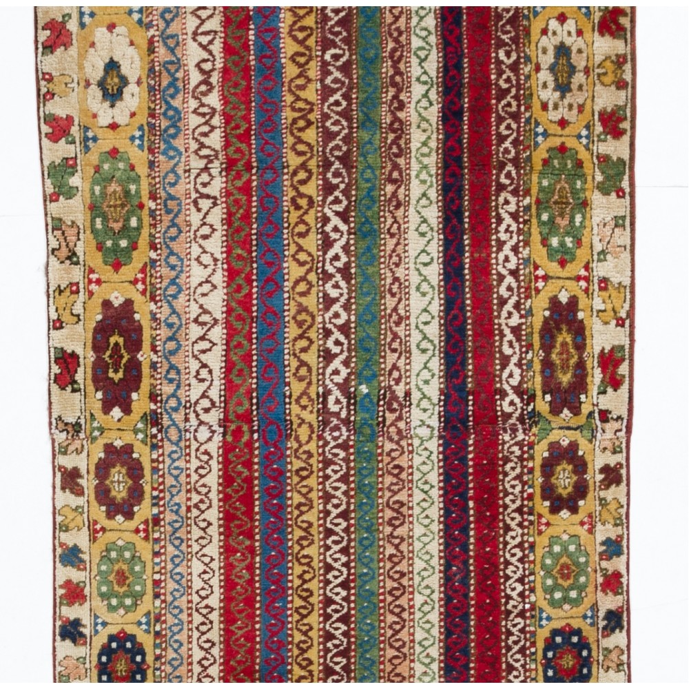 Vintage Konya Runner Rug with Natural Vegetable Dyes