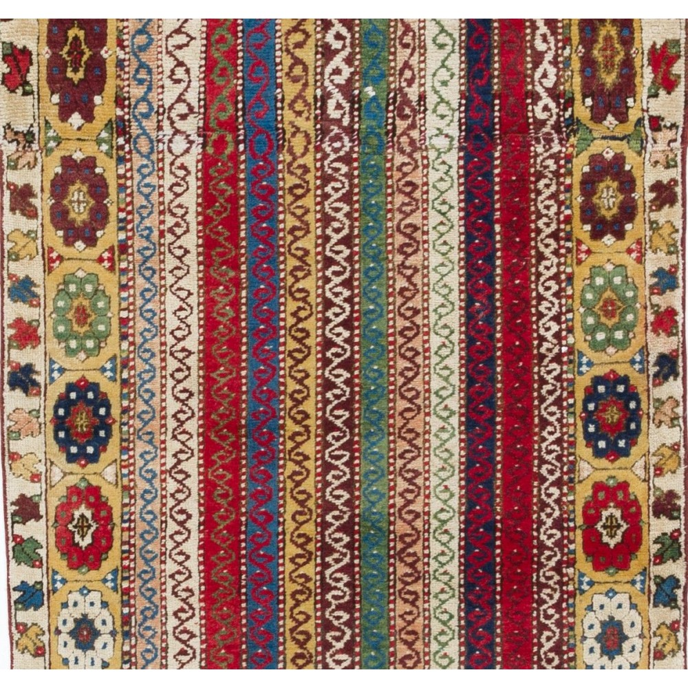 Vintage Konya Runner Rug with All Vegetal Dyes