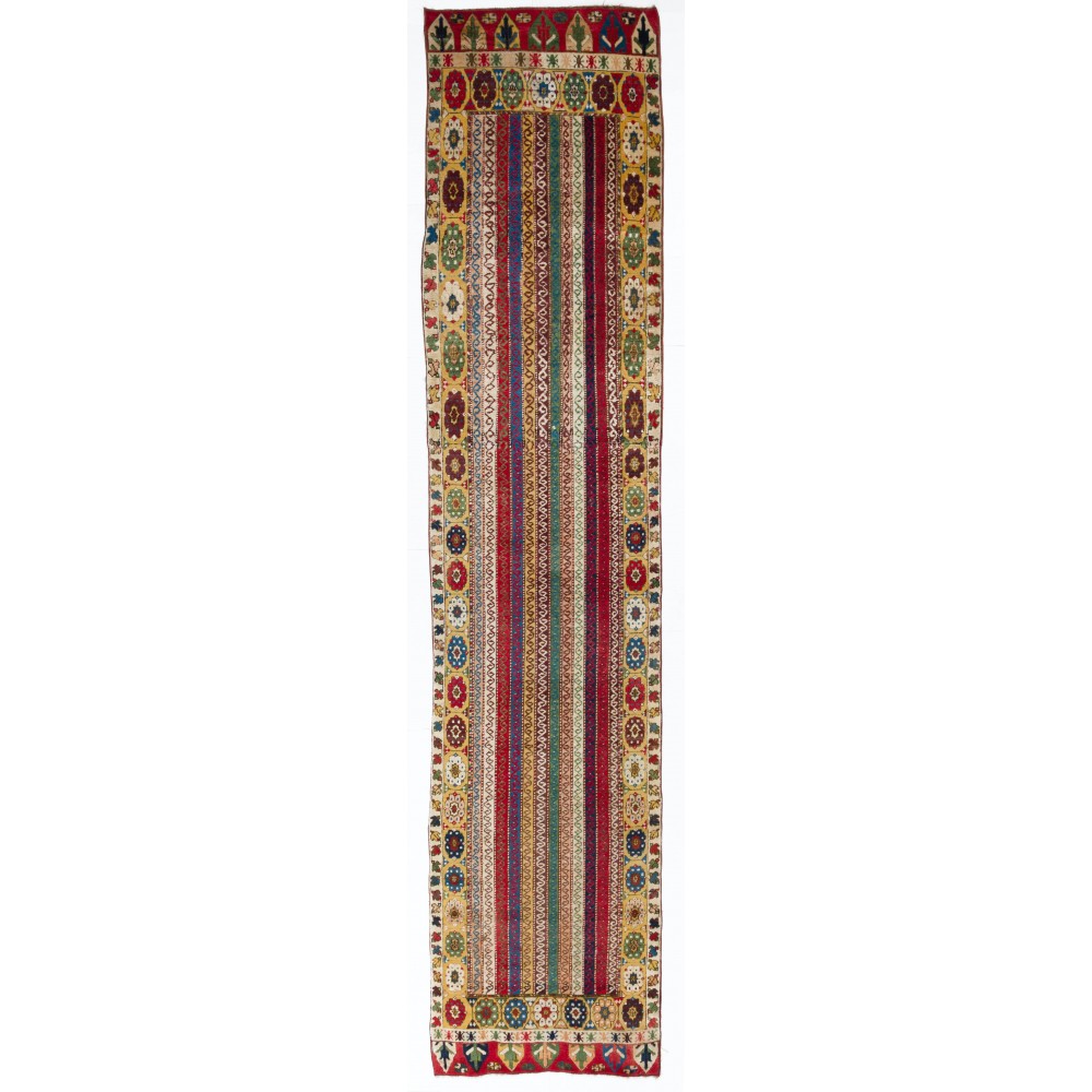 Vintage Konya Runner Rug with All Vegetal Dyes