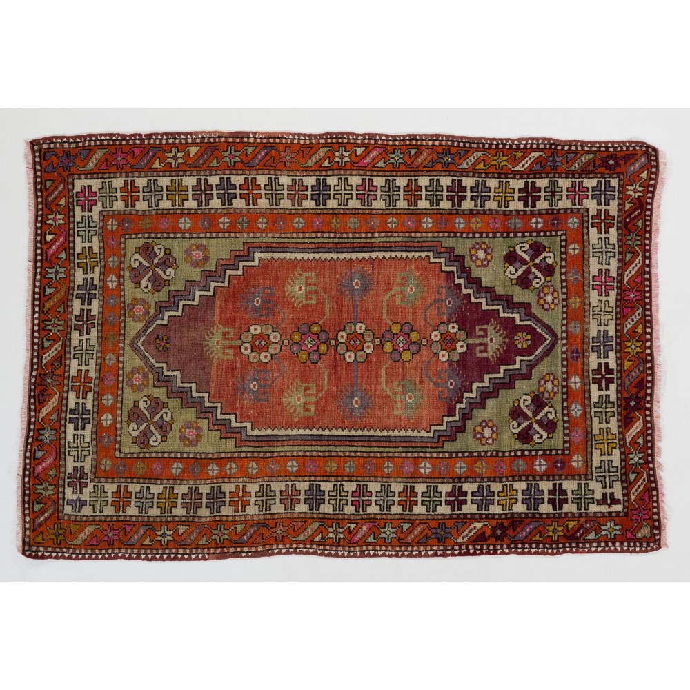 Semi Antique Turkish Dazkiri Village Rug, a Joyful Collectors Carpet