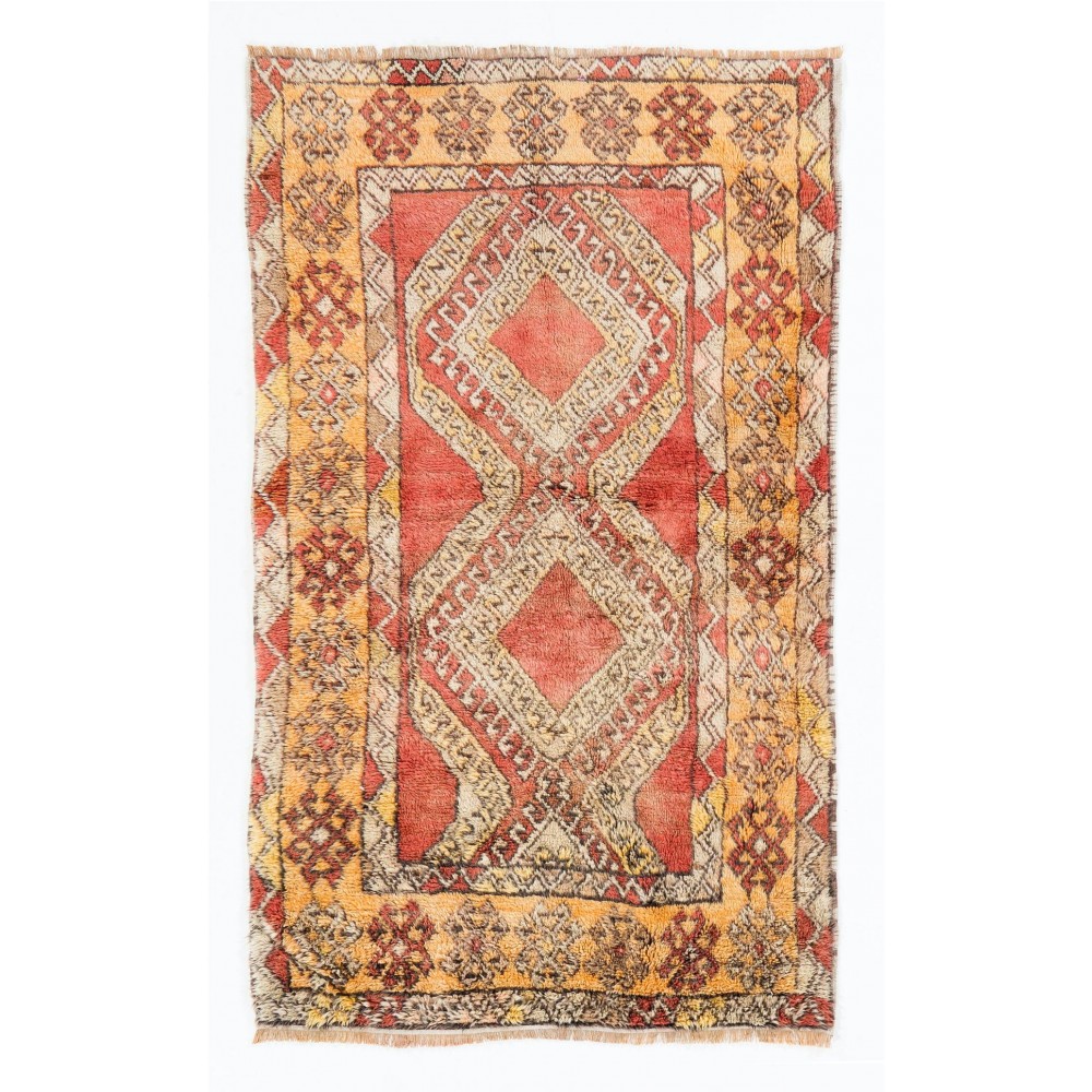 Unique Vintage Handmade "Tulu" Rug from Konya. 100% Wool Carpet