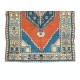 Hand-Knotted Turkish Konya Accent Rug. Vintage Carpet. Wool Floor Covering