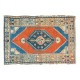 Hand-Knotted Turkish Konya Accent Rug. Vintage Carpet. Wool Floor Covering