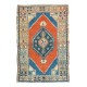 Hand-Knotted Turkish Konya Accent Rug. Vintage Carpet. Wool Floor Covering