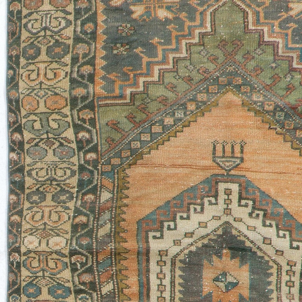 Handmade Vintage Turkish Accent Rug for Country Homes, Rustic, Tribal, Traditional Interiors. Authentic 1950s Floor Covering.