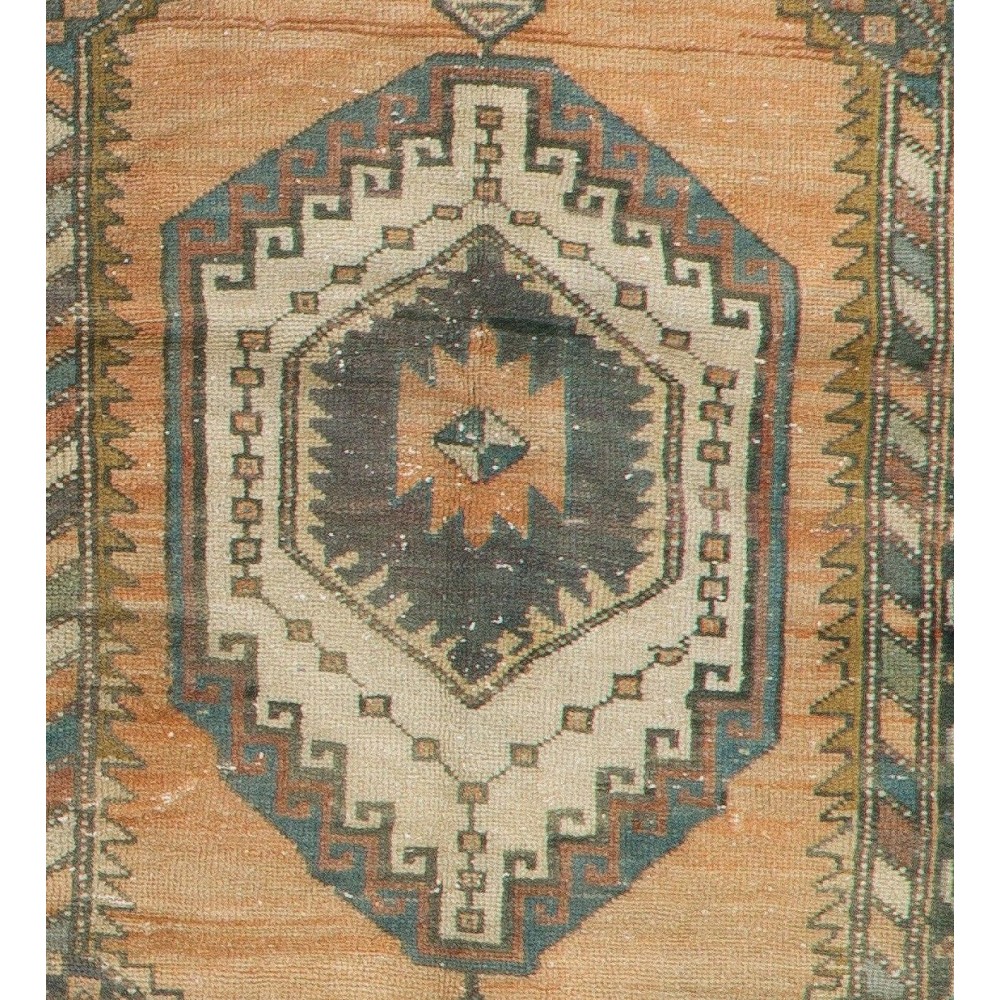 Handmade Vintage Turkish Accent Rug for Country Homes, Rustic, Tribal, Traditional Interiors. Authentic 1950s Floor Covering.
