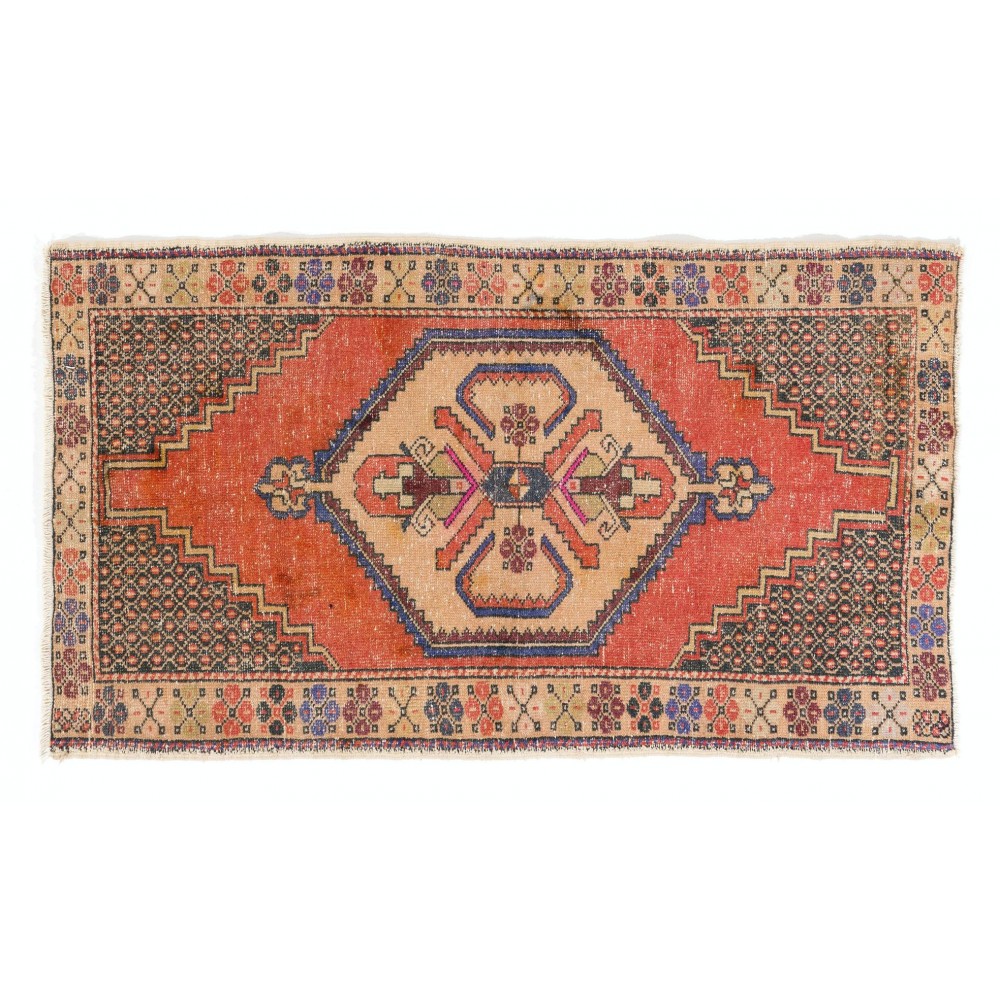 Vintage Turkish Rug, Unique 1940s Carpet, Wool Floor Covering