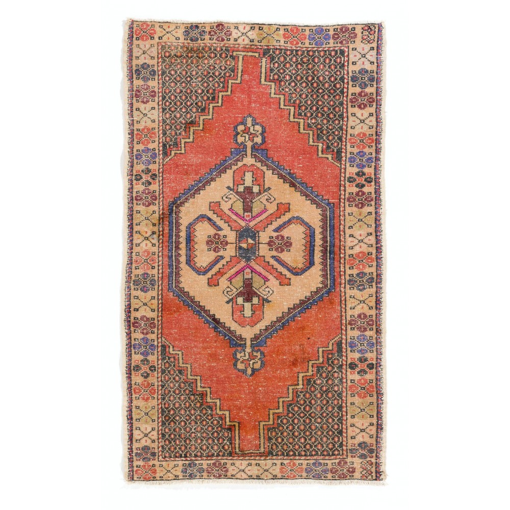 Vintage Turkish Rug, Unique 1940s Carpet, Wool Floor Covering