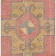 Vintage Handmade Turkish Village Rug, Soft Red, Mustard Yellow, Green, Gray