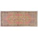 Vintage Handmade Turkish Village Rug, Soft Red, Mustard Yellow, Green, Gray
