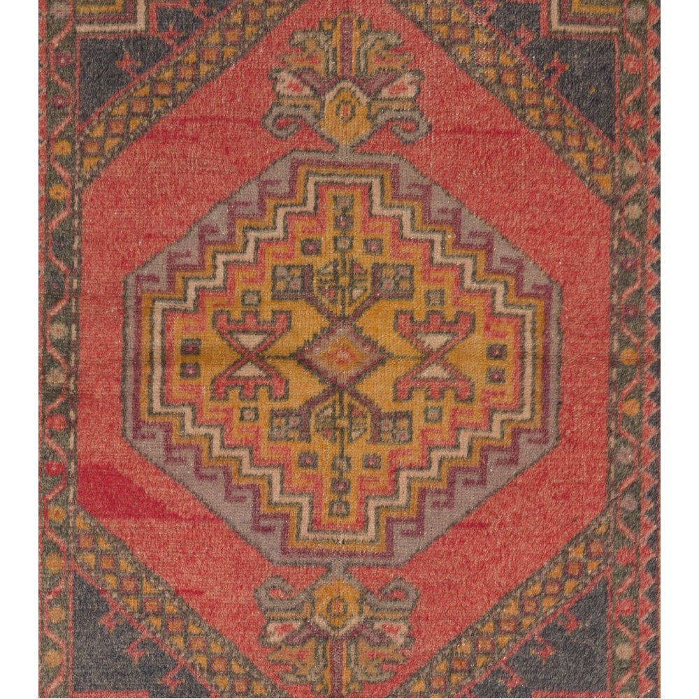 Vintage Hand Knotted Turkish Area Rug, Authentic 1950s Floor Covering, Carpet