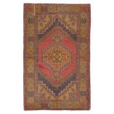 Vintage Hand Knotted Turkish Area Rug, Authentic 1950s Floor Covering, Carpet