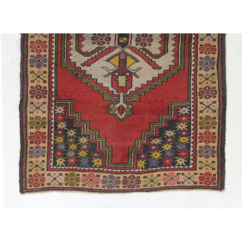 Vintage Traditional Anatolian Accent Rug with Pleasing Colors, circa 1950, Hand-Knotted Village Wool Carpet