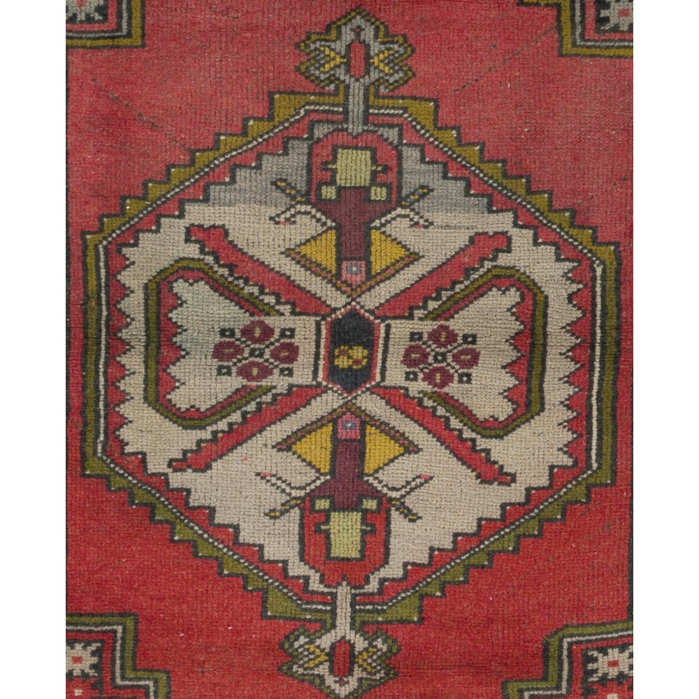 Vintage Traditional Anatolian Accent Rug with Pleasing Colors, circa 1950, Hand-Knotted Village Wool Carpet