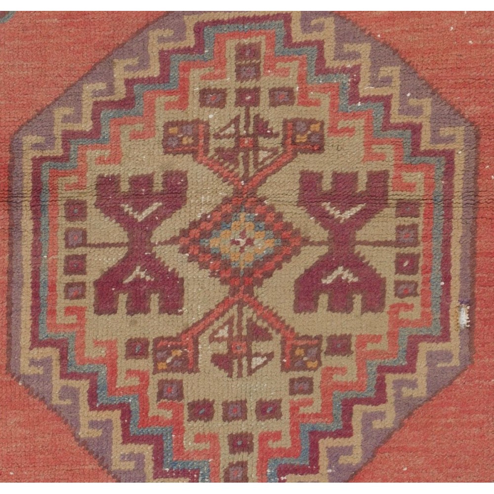 Vintage Turkish Village Rug, Unique Hand Knotted Wool Carpet