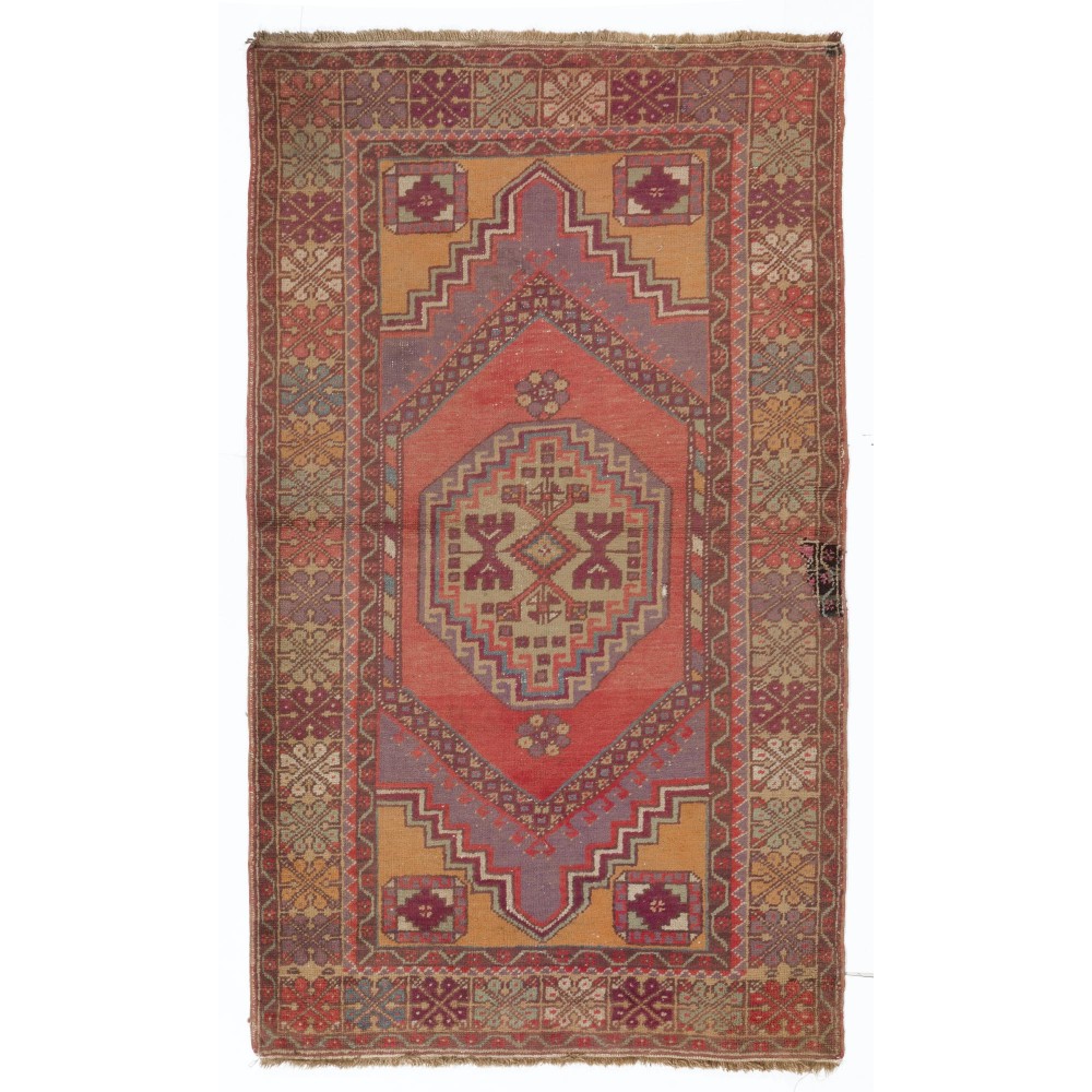 Vintage Turkish Village Rug, Unique Hand Knotted Wool Carpet