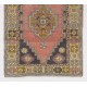 Vintage Hand Knotted Wool Turkish Area Rug with Geometric Design in Muted Colors
