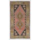 Vintage Hand Knotted Wool Turkish Area Rug with Geometric Design in Muted Colors